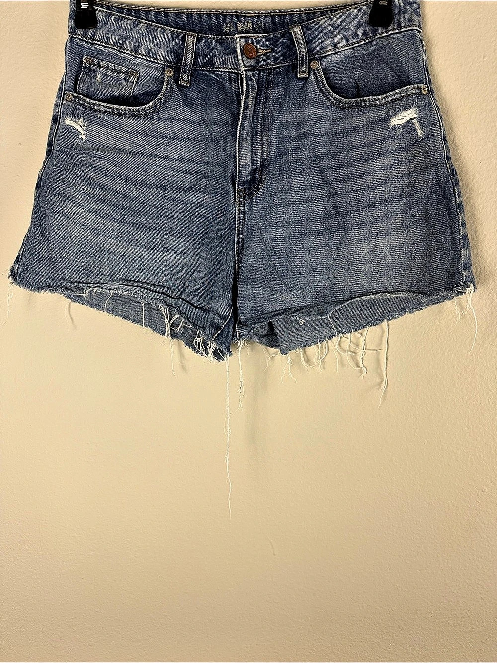 Wax Jean Blue Distressed Jean Shorts